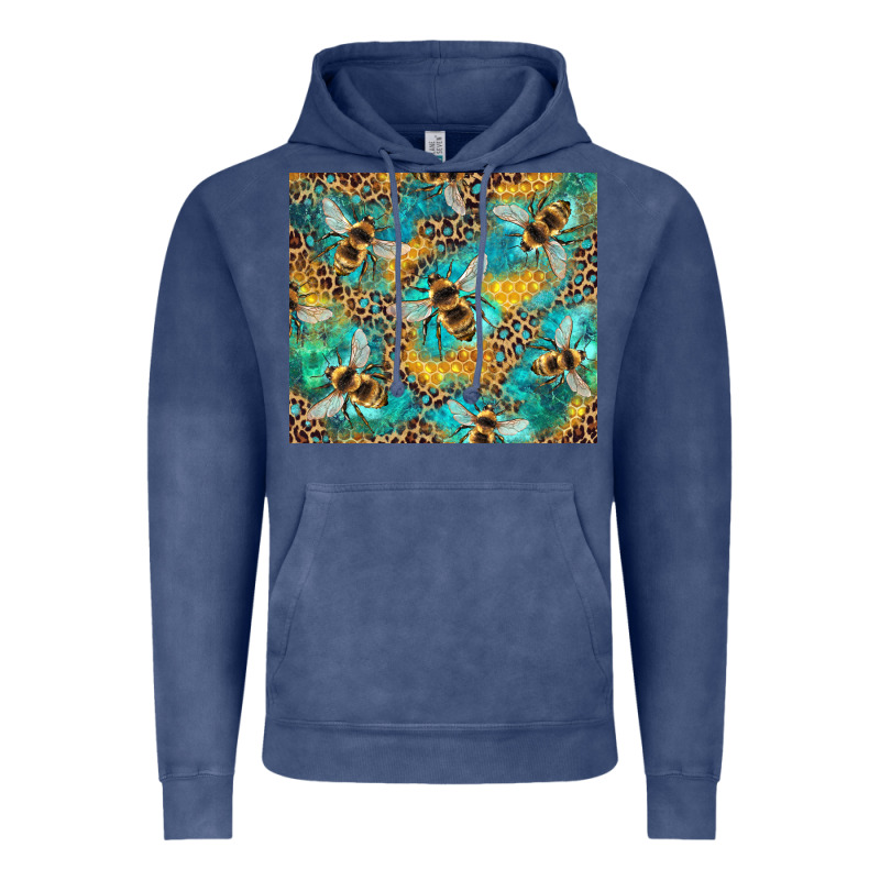 Honeycomb And Bees With Leopard Vintage Hoodie by Artiststas | Teevron