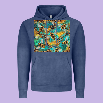 Honeycomb And Bees With Leopard Vintage Hoodie Designed By Artiststas