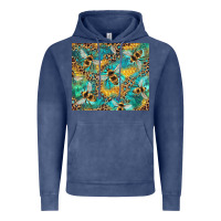 Vintage Denim honeycomb and bees with leopard Vintage Hoodie - Artiststas