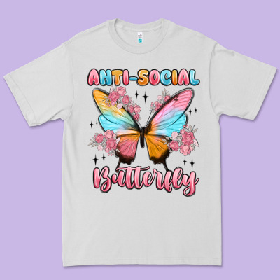 Anti Social Butterfly Premium Tee Designed By Maliassmallbusiness