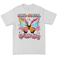 Dove Grey anti social butterfly Premium Tee - MaliasSmallBusiness