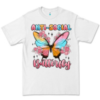 White anti social butterfly Premium Tee - MaliasSmallBusiness