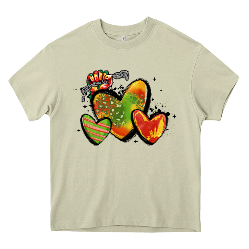Juneteenth Hearts Heavy Core Tee by MaliasSmallBusiness | Teevron