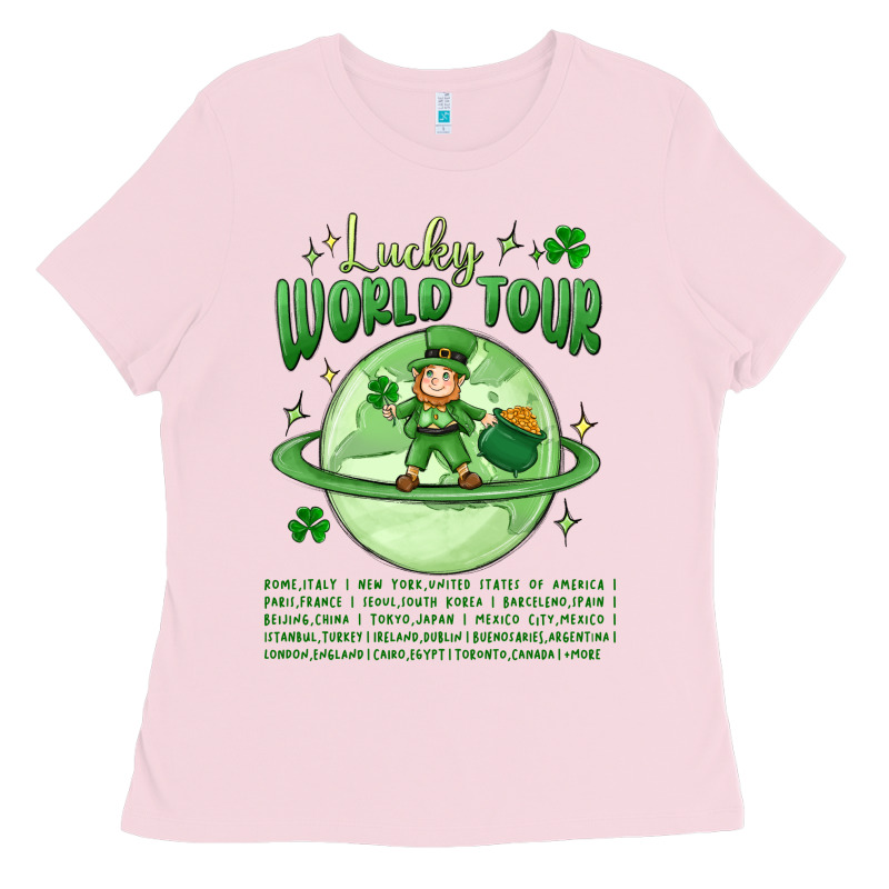 Lucky World Tour St. Patrick's Day Ladies Tee by MaliasSmallBusiness | Teevron