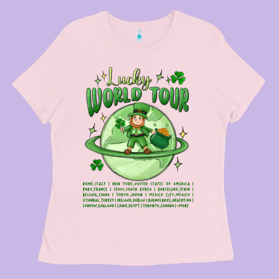 Lucky World Tour St. Patrick's Day Ladies Tee Designed By Maliassmallbusiness