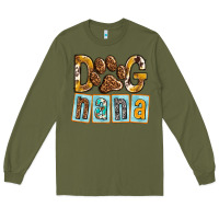Army Green Dog Nana with Paw Long Sleeve Tee - texasbilliewilder