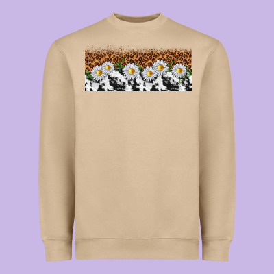 Cowhide Leopard Daisies Heavyweight Sweatshirt Designed By Tumblerdesignbyshophia