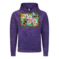 Cloud Purple bees and lilies with leopard Vintage Hoodie - Artiststas