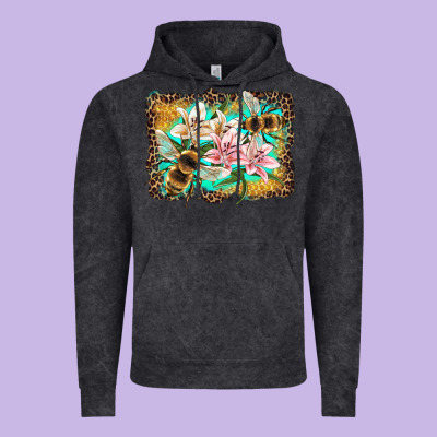 Bees And Lilies With Leopard Vintage Hoodie Designed By Artiststas
