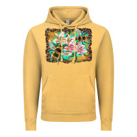Vintage Mustard bees and lilies with leopard Vintage Hoodie - Artiststas