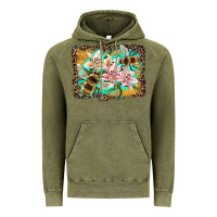 Vintage Olive bees and lilies with leopard Vintage Hoodie - Artiststas