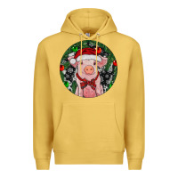Antique Gold Sitting Pig Christmas Premium Hoodie - RanaPortraitStore