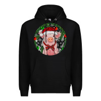 Black Sitting Pig Christmas Premium Hoodie - RanaPortraitStore