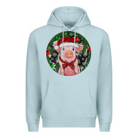 Blue Mist Sitting Pig Christmas Premium Hoodie - RanaPortraitStore