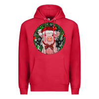 Cardinal Sitting Pig Christmas Premium Hoodie - RanaPortraitStore