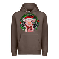 Coffee Sitting Pig Christmas Premium Hoodie - RanaPortraitStore