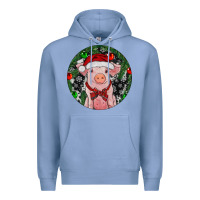 Colony Blue Sitting Pig Christmas Premium Hoodie - RanaPortraitStore