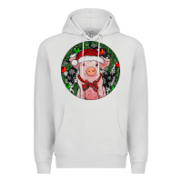 Dove Grey Sitting Pig Christmas Premium Hoodie - RanaPortraitStore