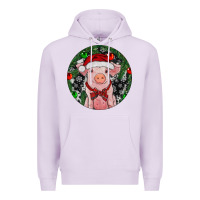 Lilac Sitting Pig Christmas Premium Hoodie - RanaPortraitStore