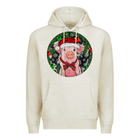 Oatmeal Heather Sitting Pig Christmas Premium Hoodie - RanaPortraitStore