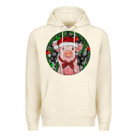 Sandshell Sitting Pig Christmas Premium Hoodie - RanaPortraitStore