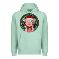 Seafoam Sitting Pig Christmas Premium Hoodie - RanaPortraitStore