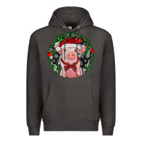 Smoke Sitting Pig Christmas Premium Hoodie - RanaPortraitStore