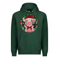 Sports Green Sitting Pig Christmas Premium Hoodie - RanaPortraitStore