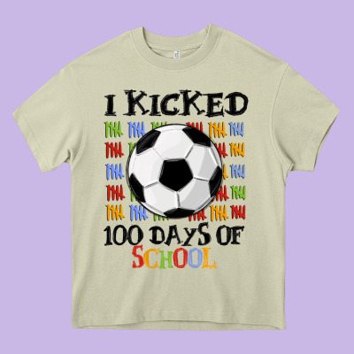 I Kicked 100 Days Of School Heavy Core Tee Designed By Maliassmallbusiness