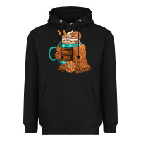 Black Winter Coffee Cup With Scarf Heavyweight Hoodie - FaDigitalArtStudio