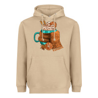 Mushroom Winter Coffee Cup With Scarf Heavyweight Hoodie - FaDigitalArtStudio