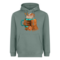 Sage Winter Coffee Cup With Scarf Heavyweight Hoodie - FaDigitalArtStudio