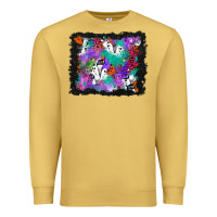 Antique Gold halloween ghost and turquoise glitter background Premium Sweatshirt - BundleAndBundleShop