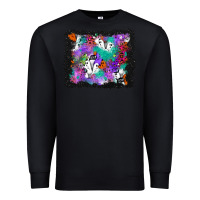 Black halloween ghost and turquoise glitter background Premium Sweatshirt - BundleAndBundleShop