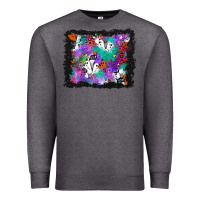 Charcoal Heather halloween ghost and turquoise glitter background Premium Sweatshirt - BundleAndBundleShop