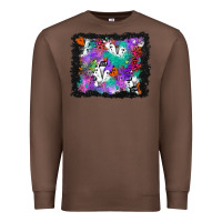 Chestnut halloween ghost and turquoise glitter background Premium Sweatshirt - BundleAndBundleShop