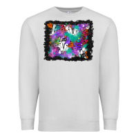 Dove Grey halloween ghost and turquoise glitter background Premium Sweatshirt - BundleAndBundleShop