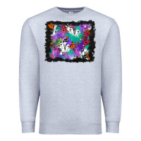 Heather Grey halloween ghost and turquoise glitter background Premium Sweatshirt - BundleAndBundleShop