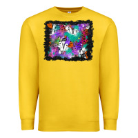 Lemon halloween ghost and turquoise glitter background Premium Sweatshirt - BundleAndBundleShop