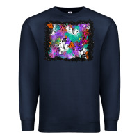 Navy halloween ghost and turquoise glitter background Premium Sweatshirt - BundleAndBundleShop