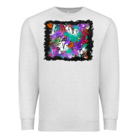 Oatmeal Heather halloween ghost and turquoise glitter background Premium Sweatshirt - BundleAndBundleShop