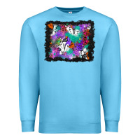 Ocean Blue halloween ghost and turquoise glitter background Premium Sweatshirt - BundleAndBundleShop
