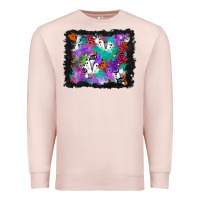 Pale Pink halloween ghost and turquoise glitter background Premium Sweatshirt - BundleAndBundleShop