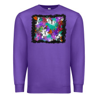 Purple halloween ghost and turquoise glitter background Premium Sweatshirt - BundleAndBundleShop