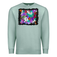Seafoam halloween ghost and turquoise glitter background Premium Sweatshirt - BundleAndBundleShop