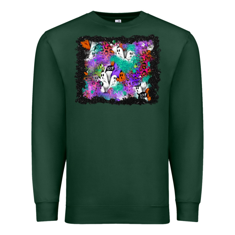 Halloween Ghost And Turquoise Glitter Background Premium Sweatshirt by BundleAndBundleShop | Teevron