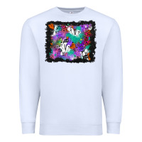 White halloween ghost and turquoise glitter background Premium Sweatshirt - BundleAndBundleShop