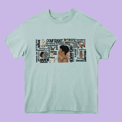 Black Woman Confident Heavy Core Tee Designed By Maliassmallbusiness