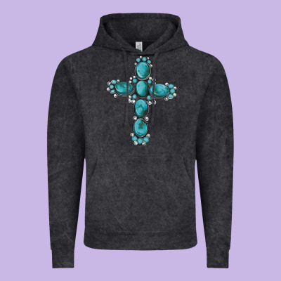 Western Gemstone Cross Vintage Hoodie Designed By Artiststas