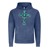 Vintage Denim western Gemstone cross Vintage Hoodie - Artiststas